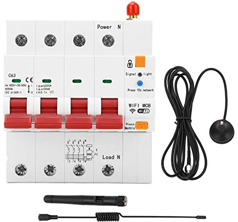 flexman AC 400 V 63 a 4P WLAN Leistungsschalter, ufschutz, Fernbedienung, DIN Schienen Leistungsschalter, Unterstützung mit Ewelink APP Steuerung für Haushalt, Schule,