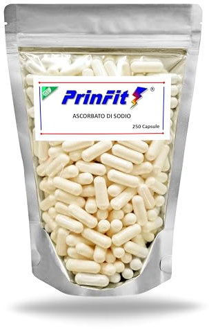 Ascorbato di sodio puro 250 capsule - Vitamina C tamponata a pH neutro, senza acidi – ottenuta dalla fermentazione di mais privo di OGM – Integratore Alimentare -prodotta e testata in Italia E301