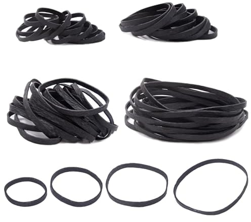 Elastic Bands Heavy Duty 100Pcs Thick rubber bands Natural Strong Money Elastic Bands Wide Rubber Band Stationary Stretchable Bands for Home School Office Workshop Accessories,Black(4Sizes)