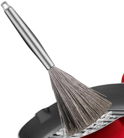 Spazzola per la pulizia delle pentole in acciaio inossidabile, spazzola per la pulizia delle padelle in acciaio inox, spazzola per la pulizia di pentole con manico lungo per pentole, spazzole per la