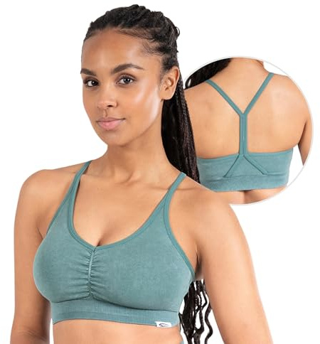 SMILODOX Sport BH Damen - Batik Acid Scrunch Sport Bra - Blickdicht rutschfest Crop Top - Schöner Rückenausschnitt - Atmungsaktive Tank Top für Yoga Fitness Gym, Größe:XS, Color:Dunkelgrün