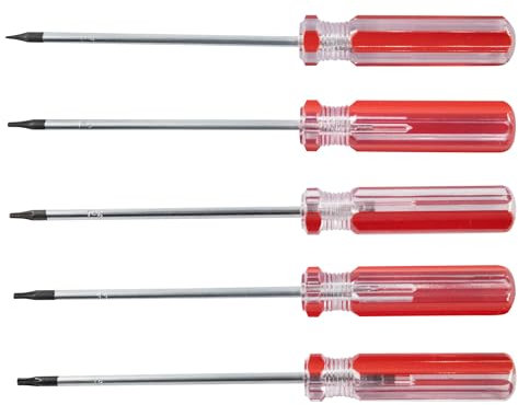 bociloy Set di 5 cacciaviti magnetici Torx con impugnatura comoda, set di cacciaviti di sicurezza a prova di manomissione (T4 T5 T6 T7 T8), rosso
