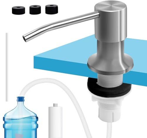 LWLWA Spülmittelspender Edelstahl, 500 ML Einbau Seifenspender 360° Drehung, Stabile Dichtung, Spülmittelspender Küche, Geeignet zur Aufbewahrung Badezimmern und Balkonen