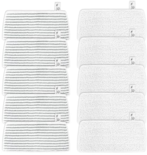 KEEPOW Lot de 10 housses de rechange pour nettoyeur vapeur Vileda Steam Plus XXL, en microfibre, lavable, pour nettoyeur vapeur Vileda Steam XXL, housses de rechange (5 gris + 5 blancs)