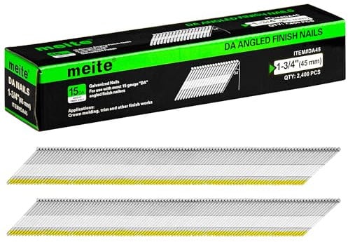 meite Unghie stile DA da 3,5 cm, calibro 15, con finitura angolata a 34 gradi, zincate, perfette per modanature, finiture, lavori di finitura e progetti fai da te (2.400 pezzi)