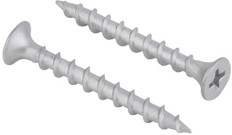 Yanuojie 4.5x25.4mm Silver Drywall Nails Self Tapping Cross Countersunk Head Wood Screws plasterboard screws for Plastic Wood Soft Metal Home DIY(100pcs)