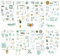 Sticker Geburtstag 165+ Motive, Selbstklebende Aufkleber für Gästebuch, Party Dekoration, DIY Karten, Fotoalbum (Grün - 4 Blätter)