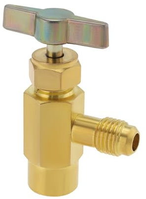 YINETTECH R600a Valvola per refrigerante Apribottiglie Ottone 7/16 Filettatura femmina a 1/4 SAE filettatura maschio autosigillante Adattatore per rubinetto per aria condizionata refrigerante