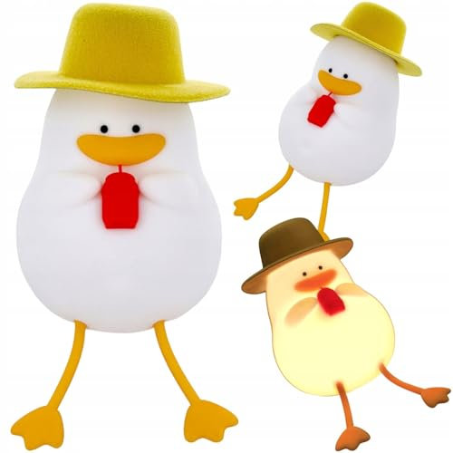 FOREVER Light LED Kinder Nachtlicht Ente im Urlaub – Silikon Nachtlicht für Kinder Dimmbar mit 2 Helligkeitsstufen - Nachtlicht Kinder Akku USB-C Ladbar - Tragbar Nachtlicht Baby Berührungsaktivierung