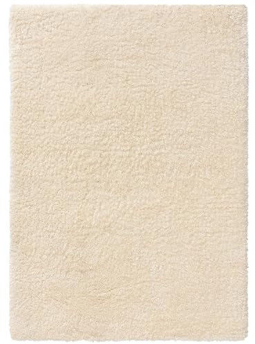 benuta Pop Hochflorteppich AVA - Creme 250x350 cm - Kunstfaser - Rechteckig & im Style: Uni, Hygge & Cozy, Minimalistisch - Pflegeleicht für Wohnzimmer Schlafzimmer