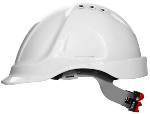 Stenso Bauhelm Schutzhelm Bauarbeiterhelm - EN 397 Zertifiziert, Größe 52-63 cm, ABS Material mit 6 Belüftungslöchern, HDPE-Schraube, Kunstleder, Anti-Schweiß, 360 g, 3 Jahre Betriebsdauer Weiß