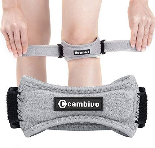 CAMBIVO Rodillera Adjustable x2, Cinta Rotuliana, Rodilleras Menisco y Ligamento con Correa para Tendón Rotuliano, Correr, Saltar, Gym, Alivio de la Tendinitis, Estabilización de la Articulación