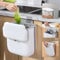 10L Collapsible Hanging Kitchen Bin,Wall Compost Food Waste Caddy Inside Cupboard Garbage Trash Can,Under Sink Counter Rubbish Camping Bin with Lid,Caravan Door Bin for Bedroom,Cabinet,Toilet (White)