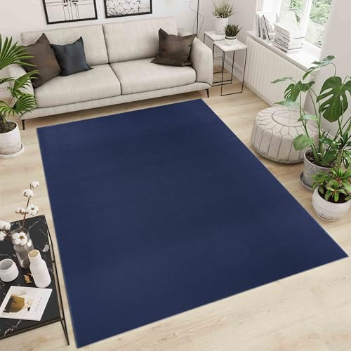 Rugs by Desire Simple Low Pile Plain Living Room Area Rug, Navy, 120x170cm