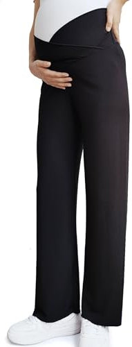 Bestele Pantalon Maternité Jambes Larges, Pantalon Long Décontracté de Grossesse Femme, Pantalons Maternité pour Travail, L'entraînement Salon L'athlétisme