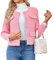 HUEOBIR Giacche da donna in tweed casual a maniche lunghe button down business corto casual cappotti ritagliati, Rosa chiaro, Large