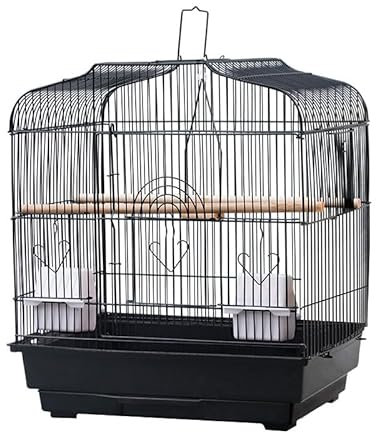Hapihom Reise VogelkäFig für Kleine Papageien, KanarienvöGel, Nymphensittiche, Unzertrennliche, Finken, Wellensittiche, Conures, Tragbarer FlugvogelkäFig Mit Griff Und Sitzstangen 46 × 36 × 52cm