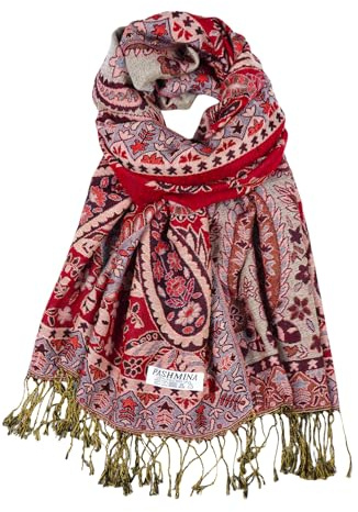CRFASIBE Pashmina Stil Schal für Damen, Weicher Paisleymuster Halstuch | 200x70cm Jacquard Schal mit Fransen, Elegant Große Wrap, Vielseitiger Allwetter Tücher für Hochzeit Abendkleid