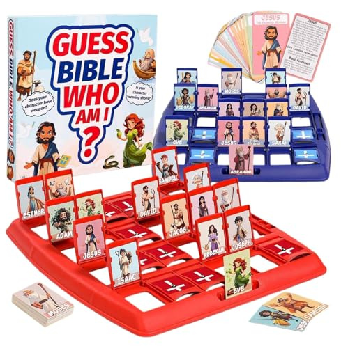 Biblische Spiele für Kinder – Brettspiel Erraten Sie die Figuren der Bibel mit 24 Figuren, ideal für Schule, Haus, Familie und Geburtstage 22,5 x 20,5 x 5,5 cm