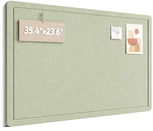 Fluxynara Große Filz Pinnwand 90 x 60 cm,Modernes Memoboard,Salbeigrün | Filz-Memoboard mit Klebepads – Korktafel-Alternative für Visionboards, Fotos & Notizen, Homeoffice und Kinderzimmer