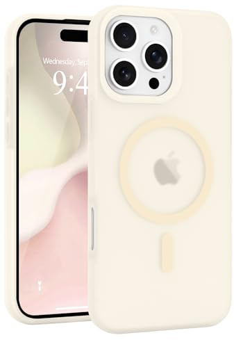 Micoden for iPhone 16 Pro Case Silicone Clear Compatible with Magsafe | Soft Skin-feel Translucent Matte,Raised Camera Shockproof Protective,Cute Slim Magnetic Cover for Men Women-White