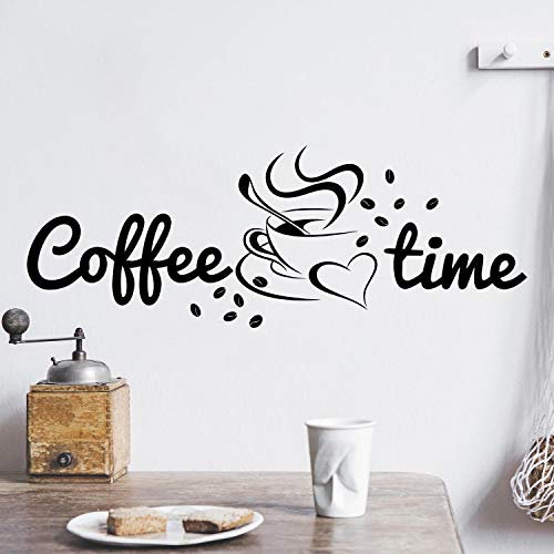 Coffee TIME Wandtattoo Sticker Aufkleber Kaffeezeit Kaffee Zeit (100cm (B) x 36cm (H), Schwarz)