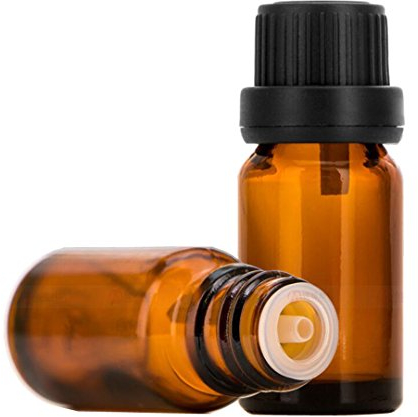 Upstore Botellas de vidrio, ámbar, frascos para envasar aceite esencial, con orificio reducido y tapón de rosca de color negro, productos químicos, recipientes para almacenamiento, 3 unidades