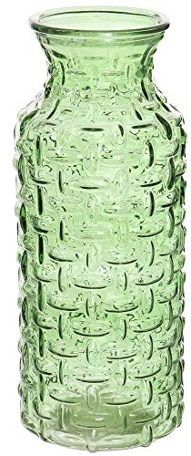 AngraveHome Textured Woven Green Glass Flower Vase (25cm) Jar Home Decoration Decor Ornament