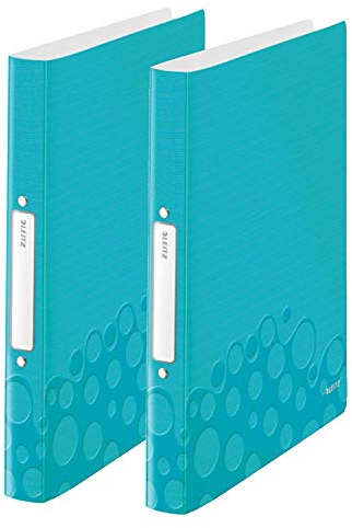 Leitz 42570051 Ringbuch wow, A4, PP, 2 Ringe, 25 mm, eisblau (2 Ringe | Doppelpack)