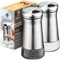 Smart House Inc Salière et poivrière – Distributeur d'épices avec trous de versement réglables – Acier inoxydable et verre – Lot de 2 bouteilles