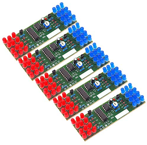 5pcs Elektronisches Licht Kit Rot Blau Doppelfarbe Diy Strobe Light Kit Komponenten Ne555 Cd4017 Strobe Electronic Kit Trainning Neuling Übungen