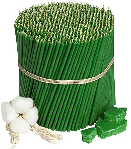 Diveevo Bienenwachs Kerzen Grün - Orthodoxe Kerzen für Gebet Rituale Tischdeko - Ungiftig, Ruß - Tropffrei, Lang, Nachhaltige Produkte, 700 Stück, Höhe 16 cm, Brenndauer 30 Min