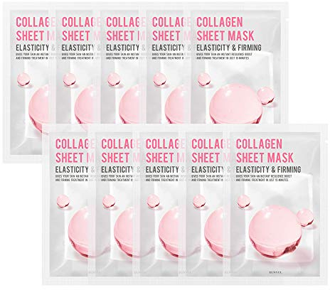 [PACK OF 10] EUNYUL Purity Collagen Sheet Mask Pack 22ml x 10 pcs Korean Skincare Hydrating & Natural Ingredients for All Skin Types