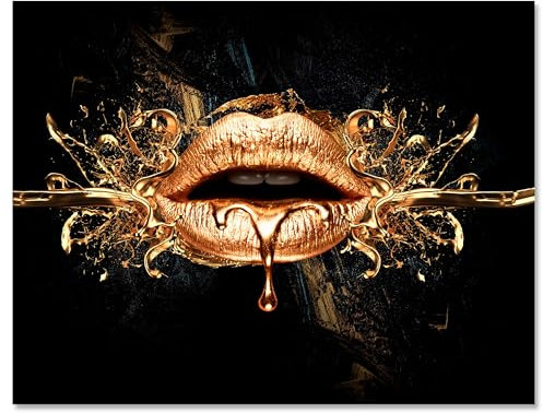 wandmotiv24 Leinwandbild Frauen Lippen M0256