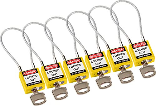Brady 195973 Padlock, Yellow, 32mm x 16mm, Set of 6 Pieces
