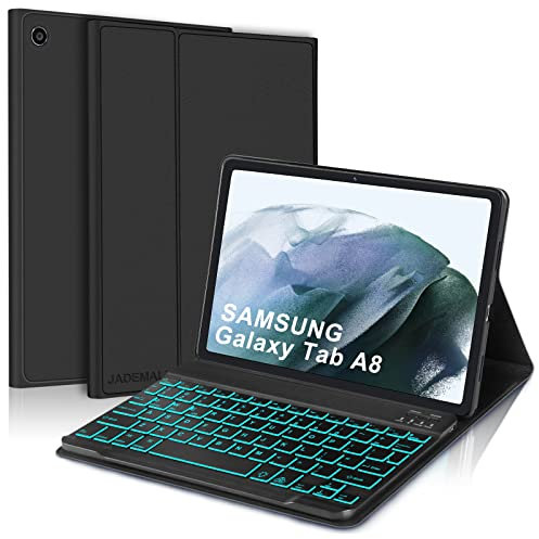 Keyboard Case for Samsung Galaxy Tab A8 10.5, 7 Colors Backlight Magnetically Detachable Wireless Bluetooth Keyboard with Premium PU Leather Cover for Galaxy Tab A8 10.5 2022 (SM-X200/X205/X207)