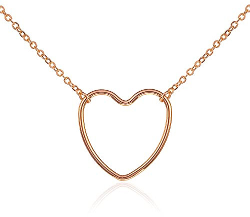 ZAVANA Rose Gold Heart Necklace For Women and Teen Girls, Cute Rose Gold Necklace for Women, Simple Rose Gold Chain and Pendant Necklace with a Heart Shaped Charm, Costume Jewellery for Women
