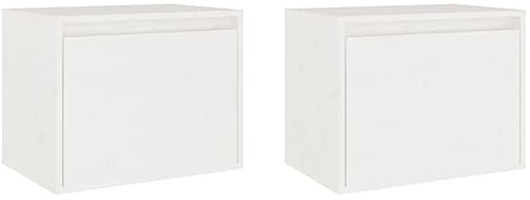 vidaXL 2X Massivholz Kiefer Wandschrank Hängeschrank TV Schrank Fernsehschrank Lowboard Fernsehtisch Regal Aufbewahrung Badschrank Weiß 45x30x35cm