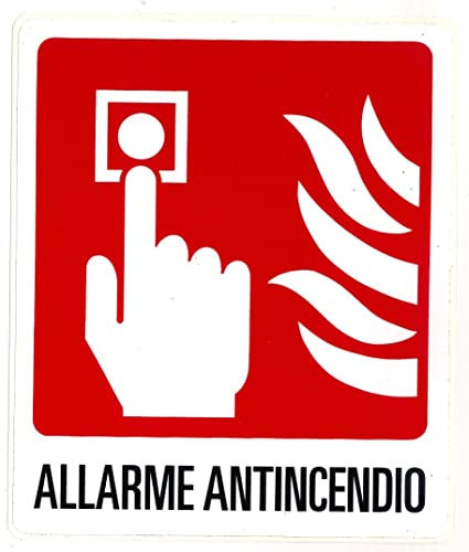 TIESSE - ALLARME ANTINCENDIO - Cartello Adesivo Vinile Adesivo - Dimensione: 110x130 mm - MADE IN ITALY