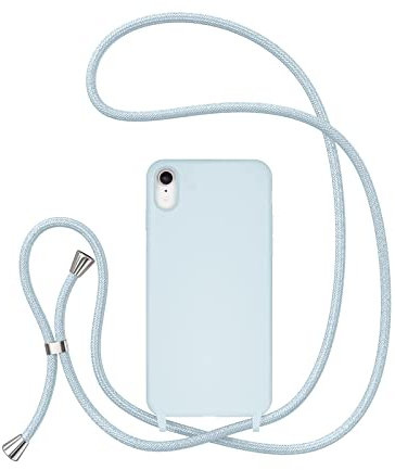 UEEBAI Crossbody Lanyard Phone case for iPhone XR, Silicone Phone Cover Necklace Cord Strap Soft Shockproof Protective Case - Sky Blue