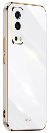 EASSGU [Cadre Galvanisé Coque pour Vivo Y52 5G / Vivo Y72 5G (6.58 inches) Etui de Protection en Silicone TPU - Blanc