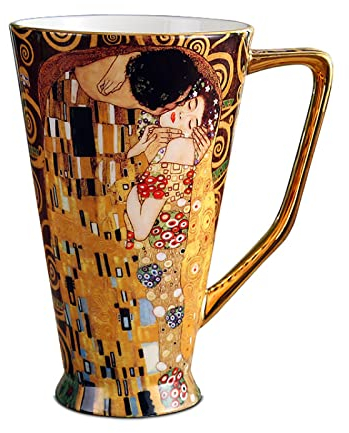 DECRZPB Tasse à café en céramique faite à la main Gustav Klimt Kiss tasse à thé poterie tasse à café tasse à lait d'avoine cadeau de mariage pour le bureau et la maison
