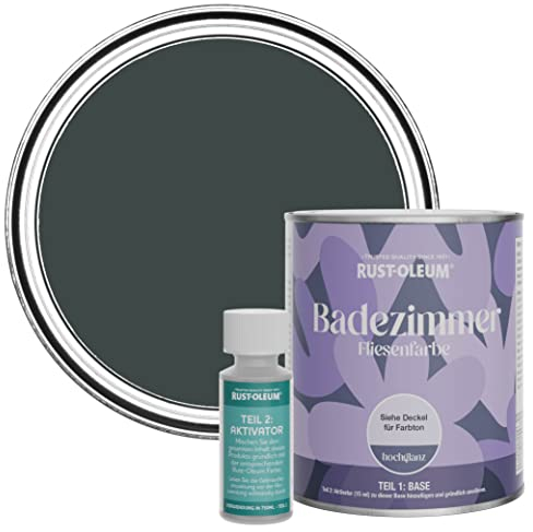 Rust-Oleum Black Water-Resistant Bathroom Tile Paint in Gloss Finish - Black Sand 750ml