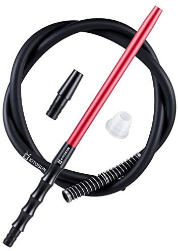 Manguera de Cachimba Shisha con Boquilla - Kitosun D-Hose Accesorios Shisha 33,5 cm mango de aluminio extraíble | Tubo de Silicona de 1,5 M | Adaptador y Junta | Resorte y Hookah Arandela (Rojo)