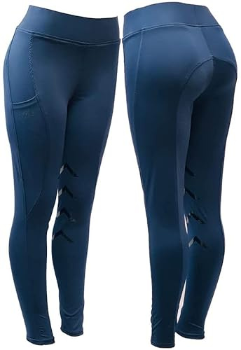 Womens Riding Tights Horse Riding Leggings Ladies Girls Riding Tight Silicone Knee Patch With Phone Pockets Jodhpurs /Gym/Yoga Leggings (as8, waist, numeric_28, regular, regular, NAVY, Skinny)