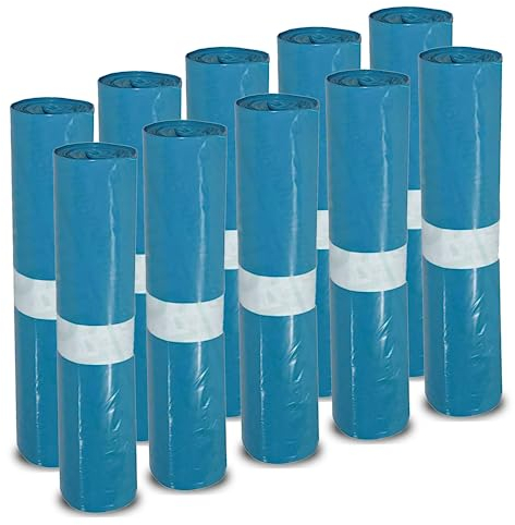 Wisch-Star Müllbeutel 120l in Blau, 10 Rollen à 25 Stück, Mülltüten groß 700x1100mm extra stark, reißfeste und stabile Abfallsäcke, Schwerlast Müllsäcke