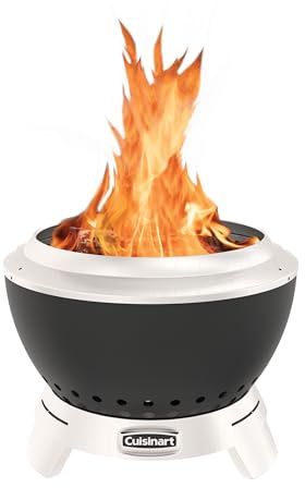 Cuisinart 19.5” Cleanburn Smokeless Fire Pit with Removable Base for Ash, Portable Wood Burning Outdoor Fireplace, Stainless Steel Smoke Free Outdoor Heater, Enhanced Airflow and Easy Cleanup