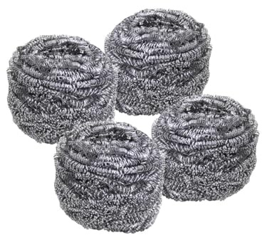 Fackelmann 9922150 Lot de 4 éponges inox pour faire la vaisselle, éponge inox, éponge grattoir, éponge de cuisine,