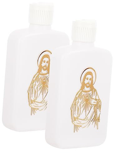 Abaodam Lot de 2 Bouteilles D'eau Bénite Catholiques Chrétiennes Vides Robustes Et Rechargeables pour Décorations de Mariage à L'église