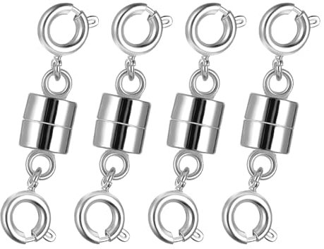 TIESOME 4PCS Double Magnetic Necklace Clasps and Closures, Necklace Extenders Magnetic Jewelry Clasps Bracelet Extender Converter for Bracelet Necklaces Chain DIY Jewelry Making(Silver)